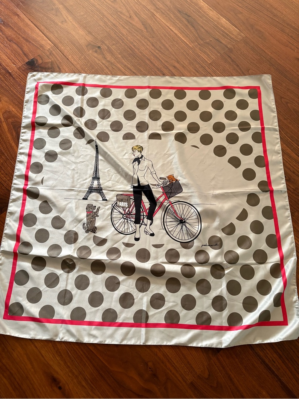 Vintage Paolo Mariotti “Paris” polka dot large scarf